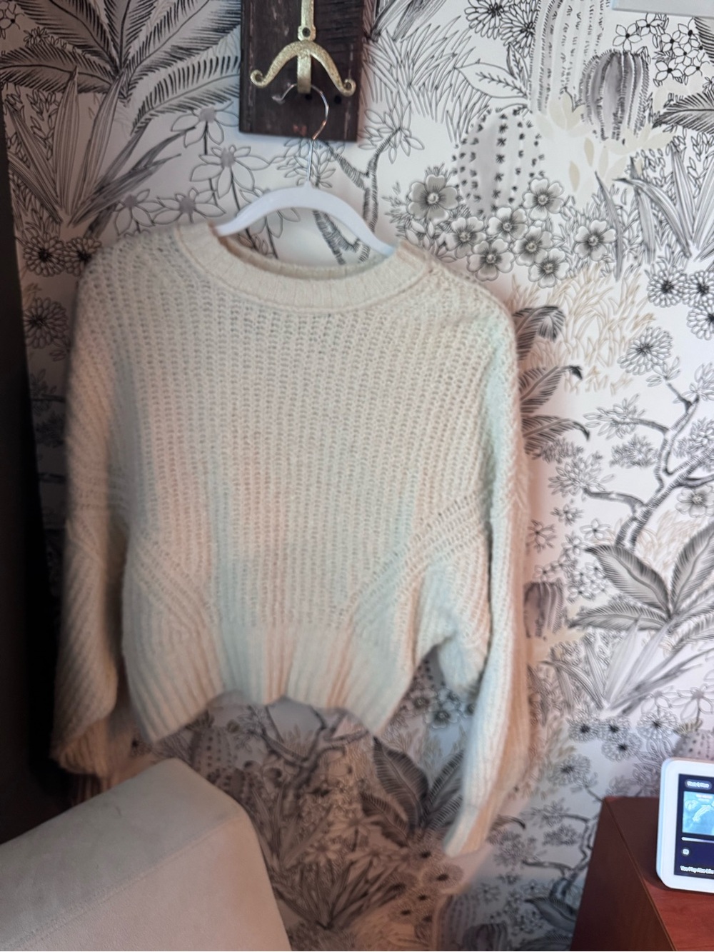 Pilcro Cream Chunky Knit Crewneck Sweater - Picture 4 of 9